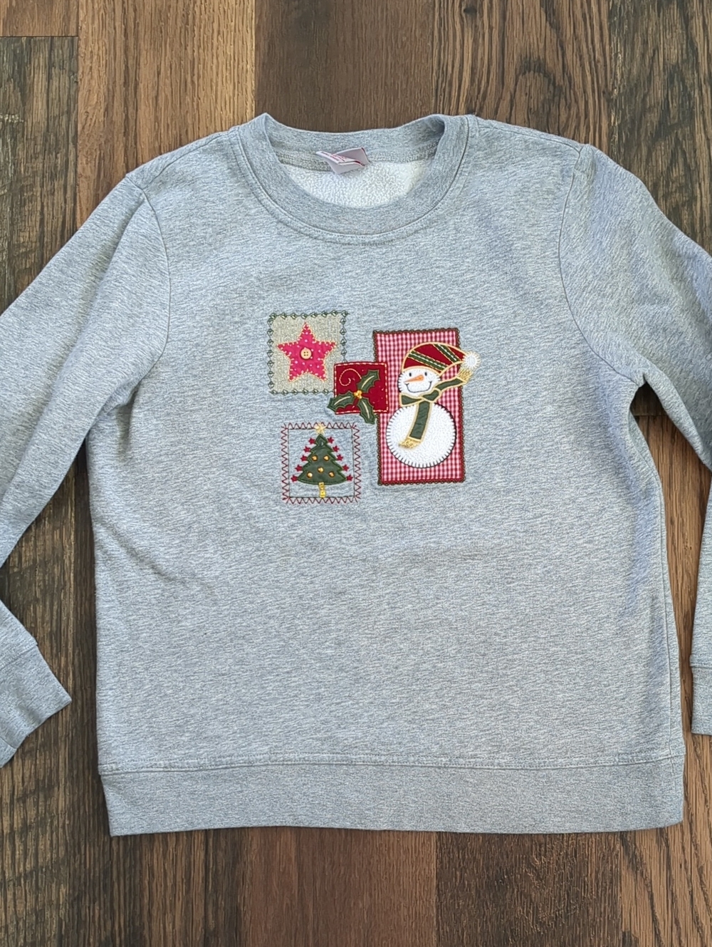 90s Holiday Edition Gray Snowman Holiday Christmas Embroidered Sweatshirt, Small